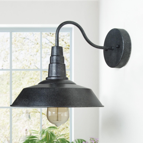 1-Light Black Farmhouse Wall Lamp