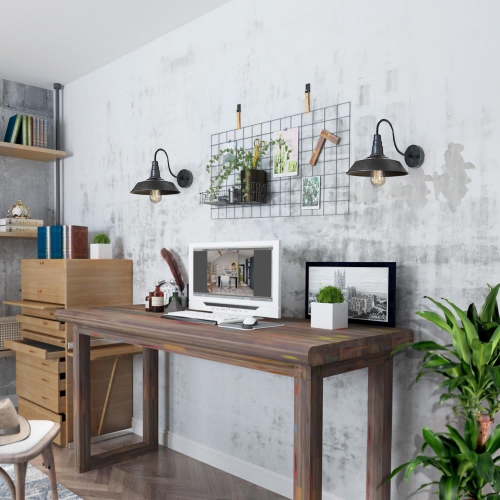 1-Light Black Farmhouse Wall Lamp