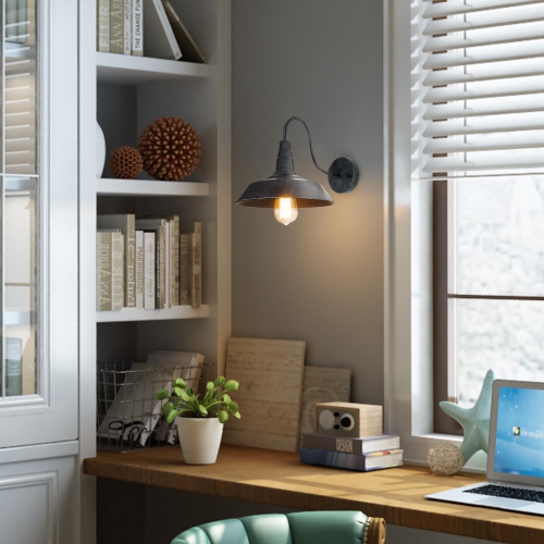 1-Light Black Farmhouse Wall Lamp