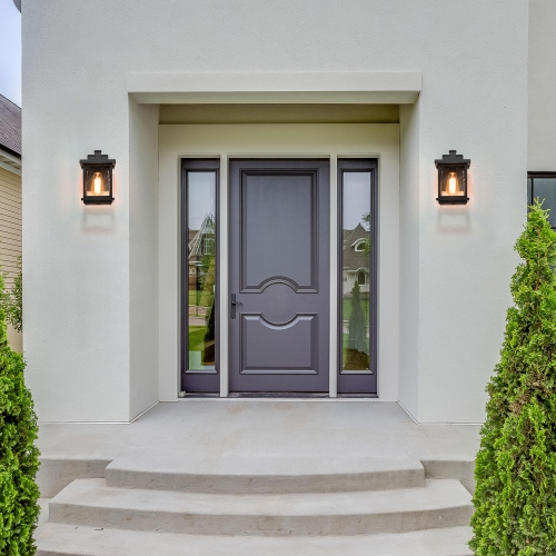 1-Light Black Outdoor Porch Light Glass Shade