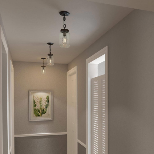 Luminaire suspendu moderne industriel à 1 ampoule, pot en verre, plafonnier semi-encastré