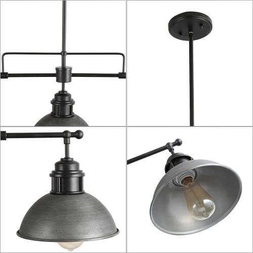 Modern Industrial 3-Light 35.7" Linear Chandelier Island Pendant Light