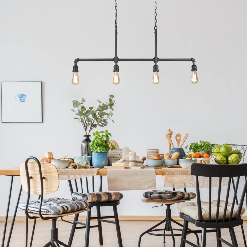 Industrial 4-light Linear Island Chandelier