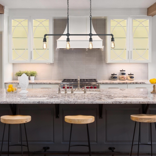 Industrial 4-light Linear Island Chandelier