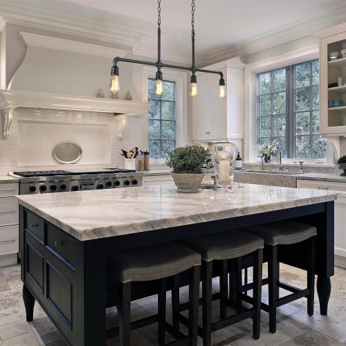 Industrial 4-light Linear Island Chandelier