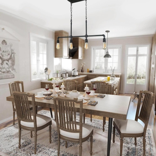 Industrial 4-light Linear Island Chandelier