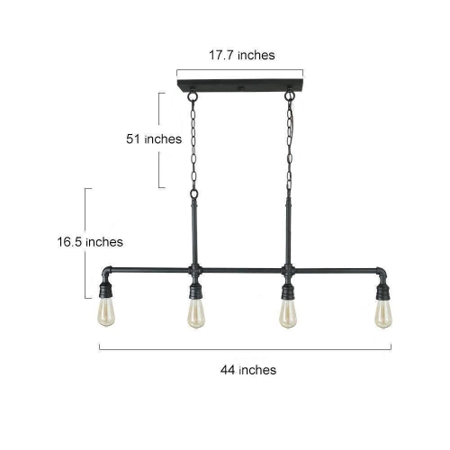 Industrial 4-light Linear Island Chandelier