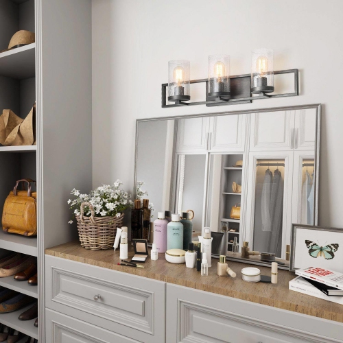 Modern 3-Light Rustic Bathroom Vanity Lights Wall Sconces