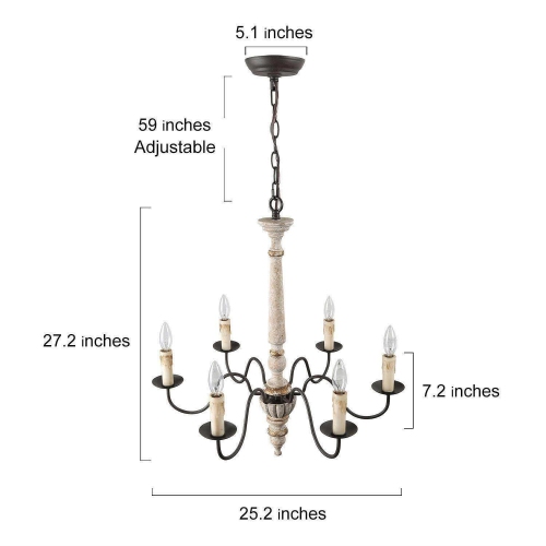 French Country Handmade 6-lights Windy Bracken Chandelier