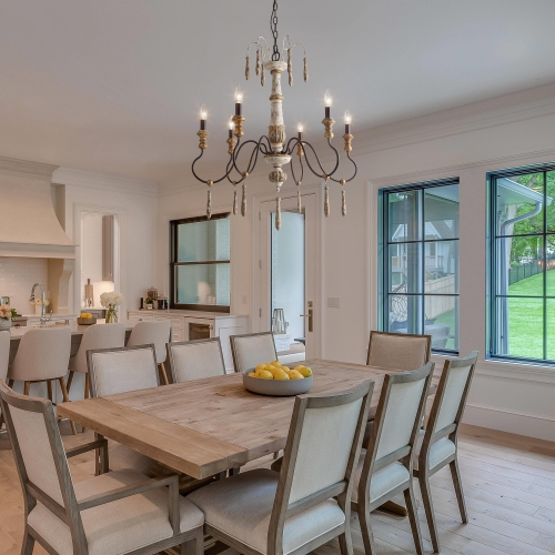 French Country 6-Light Candle Style Wood Chandelier for Dining Room