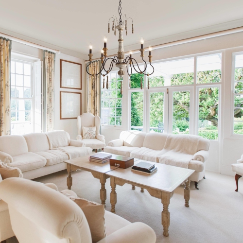 French Country 6-Light Candle Style Wood Chandelier for Dining Room