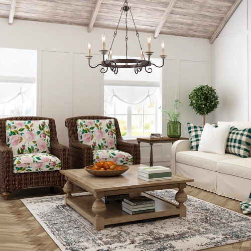 Farmhouse Rustic 6-Light Chandelier French Country Metal Wagon Wheel for Living Room