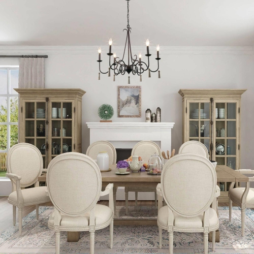 Farmhouse 6-Light Chandelier French Country Wagon Wheel Ceiling Lights for Living Room