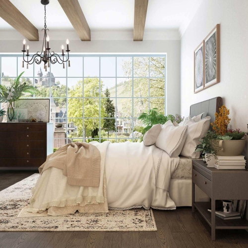 Farmhouse 6-Light Chandelier French Country Wagon Wheel Ceiling Lights for Living Room