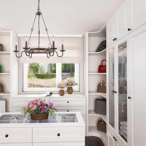 Transitional 6-light Round Candle Chandelier Ceiling Pendant Light