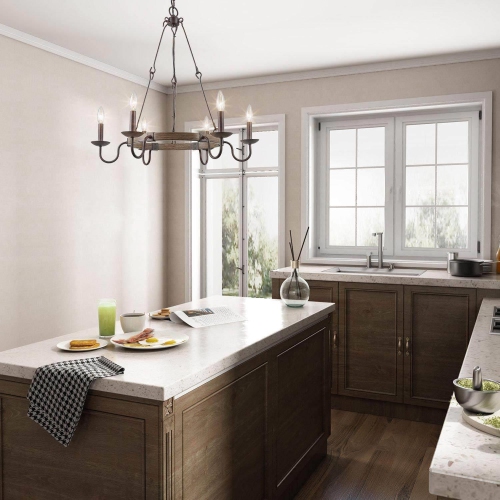 Transitional 6-light Round Candle Chandelier Ceiling Pendant Light