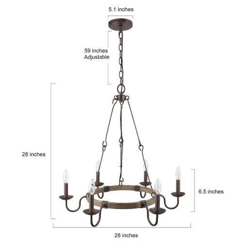 Transitional 6-light Round Candle Chandelier Ceiling Pendant Light