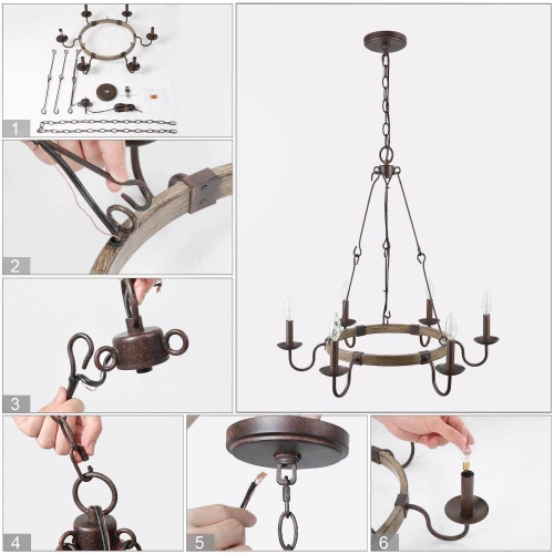 Transitional 6-light Round Candle Chandelier Ceiling Pendant Light
