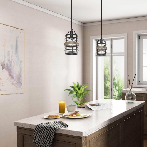 Modern Farmhouse 1-light Mini Faux Wood Island Pendant Lights