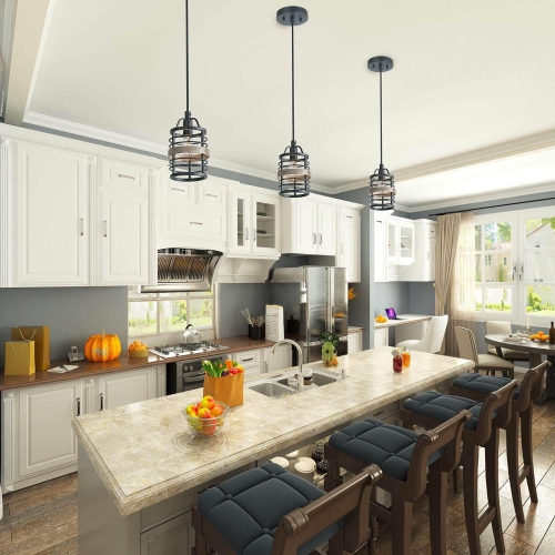 Modern Farmhouse 1-light Mini Faux Wood Island Pendant Lights