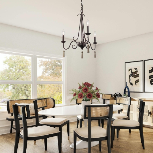 Transitional Chandelier 3-light Wood Pendant Fixture