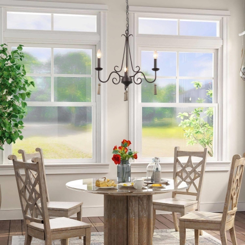 Transitional Chandelier 3-light Wood Pendant Fixture