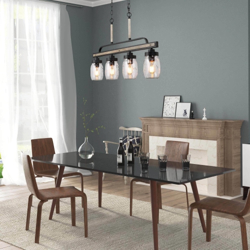 Modern Farmhouse 4-Light Mason Jar Glass Chandelier for Kitchen Island