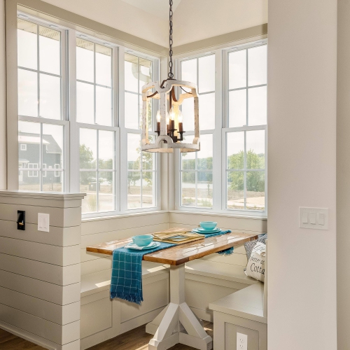 Farmhouse 4-Light Cylinder Wood Chandelier Rustic Foyer Island Lights