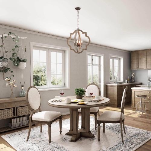 Modern Farmhouse 4-Light Distressed Wood Lantern Chandelier