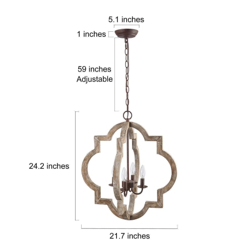 Modern Farmhouse 4-Light Distressed Wood Lantern Chandelier