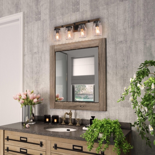 Modern Farmhouse 4-Light Bathroom Vanity Lights Wall Sconces