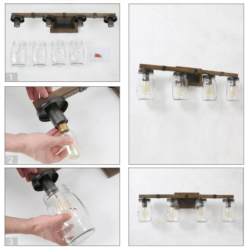 Modern Farmhouse 4-Light Bathroom Vanity Lights Wall Sconces