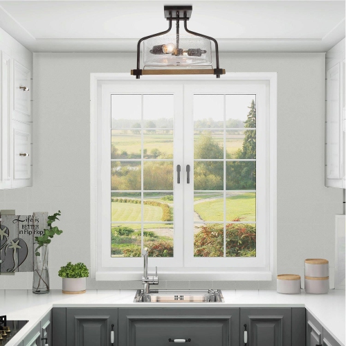 Modern Farmhouse 2-light Semi Flush Mount Ceiling Lighting