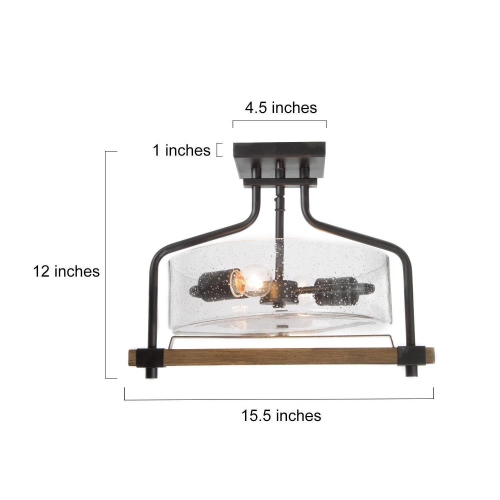 Modern Farmhouse 2-light Semi Flush Mount Ceiling Lighting