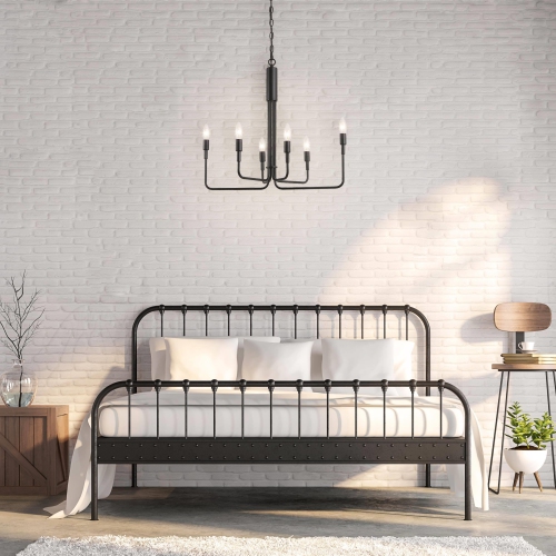 Mid-Century Modern 6-Light Unique Candle Chandelier for Dining Room