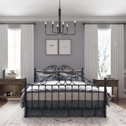 Mid-Century Modern 6-Light Unique Candle Chandelier for Dining Room