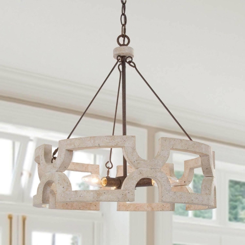 3 Lights Drum Wood Chandelier Hanging Pendant Lights