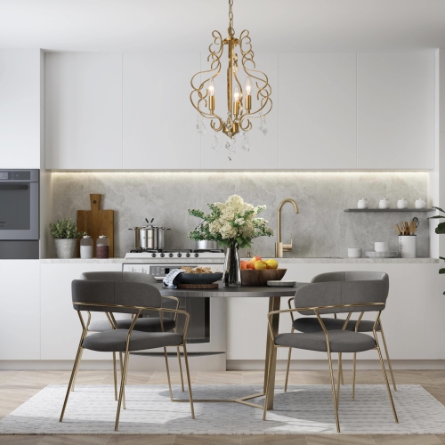 3-Light Glam Gold Crystal Lantern Chandelier