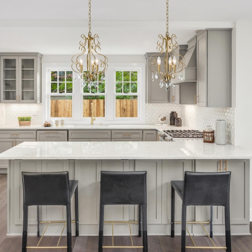 3-Light Glam Gold Crystal Lantern Chandelier