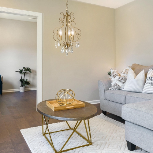 3-Light Glam Gold Crystal Lantern Chandelier