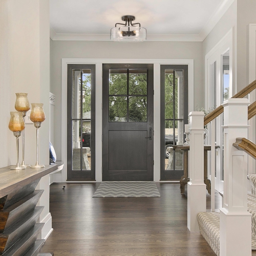 4-Light Oil Rubbed Bronze Drum 12 in. Semi-Flush Mount Ceiling Light