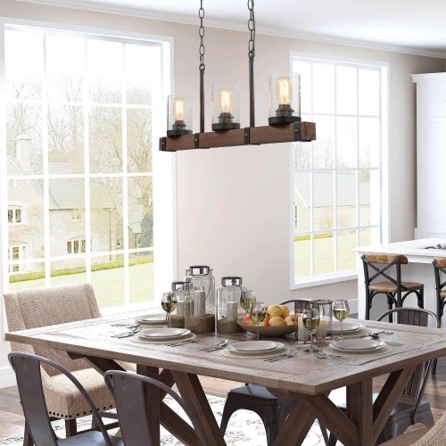 3-Light Kitchen Island Linear Pendant