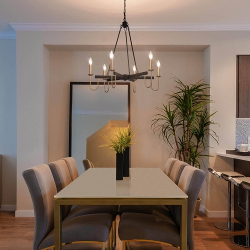 6-Light Modern Black Gold Candle Classsic Chandelier