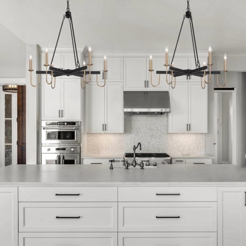 6-Light Modern Black Gold Candle Classsic Chandelier