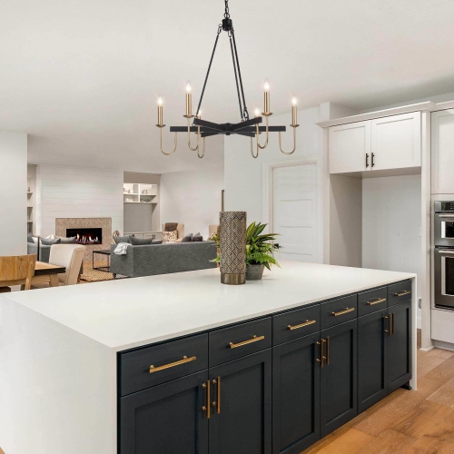 6-Light Modern Black Gold Candle Classsic Chandelier