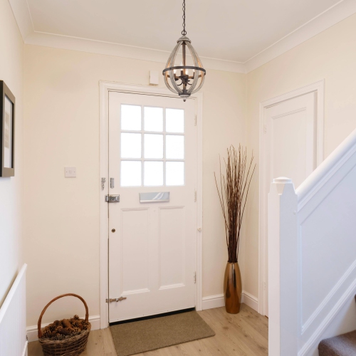 4-Light Lantern Distressed Wood Foyer Chandelier