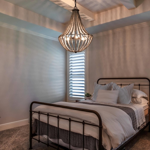 3-light Boho Lantern Candle Chandelier with Wood Beads