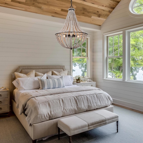 3-light Boho Lantern Candle Chandelier with Wood Beads