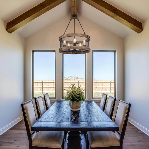 5-Light Farmhouse Drum Cage Wood Chandelier