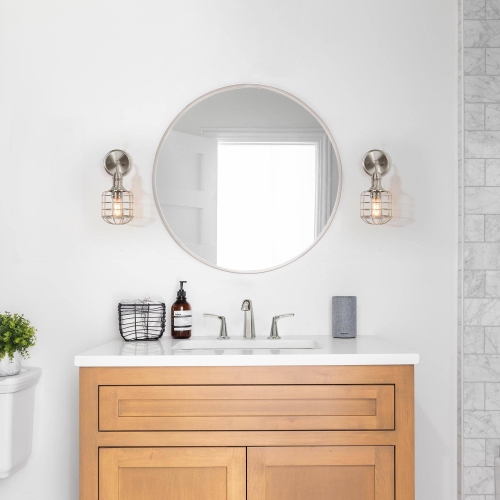 1-Light Cage Brushed Nickel Wall Sconce